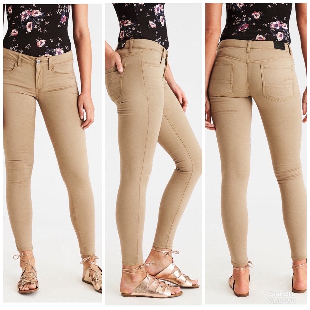 American Eagle khaki Super Stretch Jeggings, 8
